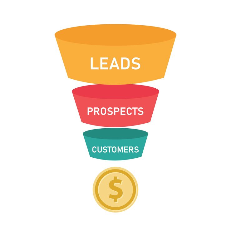 sales funnel business concept leads prospects customers coin money 1162612 4442